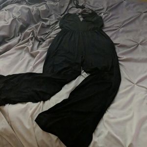 Back out casual jumsuit string tie up